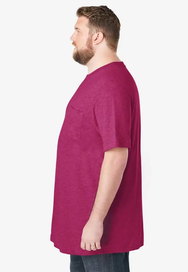 Shrink-Less Lightweight Longer-Length Crewneck Pocket T-Shirt