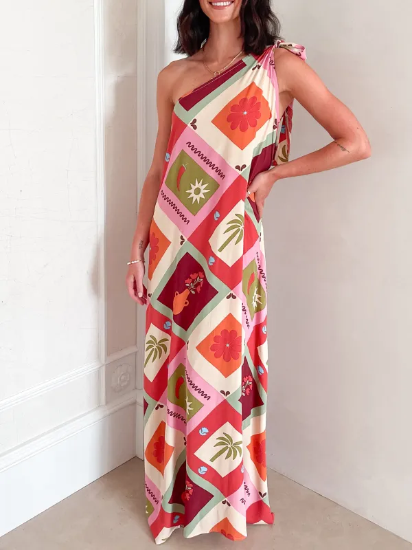 Multi Print Casual Style Dress