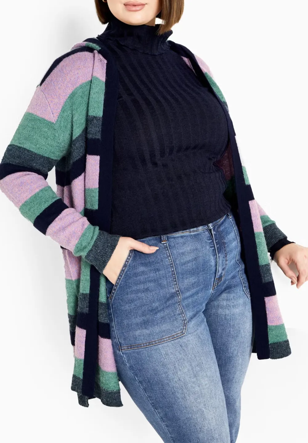 Four Color Striped Cardigan