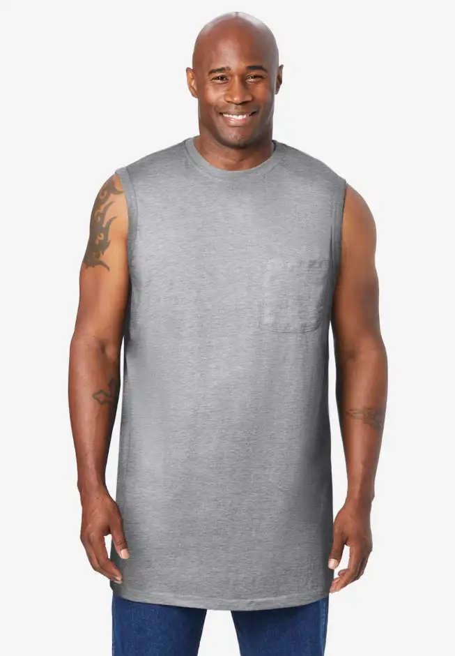 Shrink-Less Longer-Length Lightweight Muscle Pocket Tee