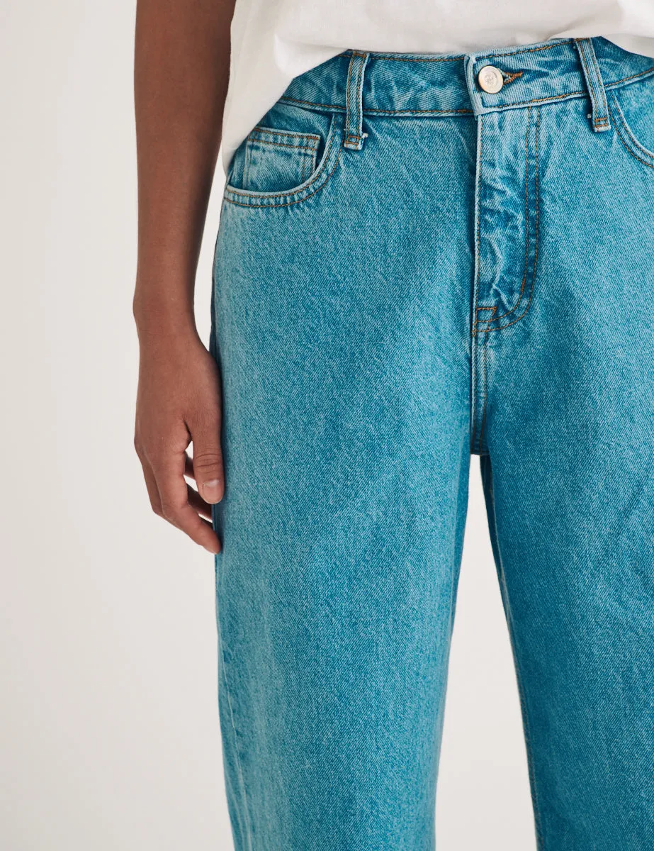 Light Wash Denim High Rise Wide Leg Jeans