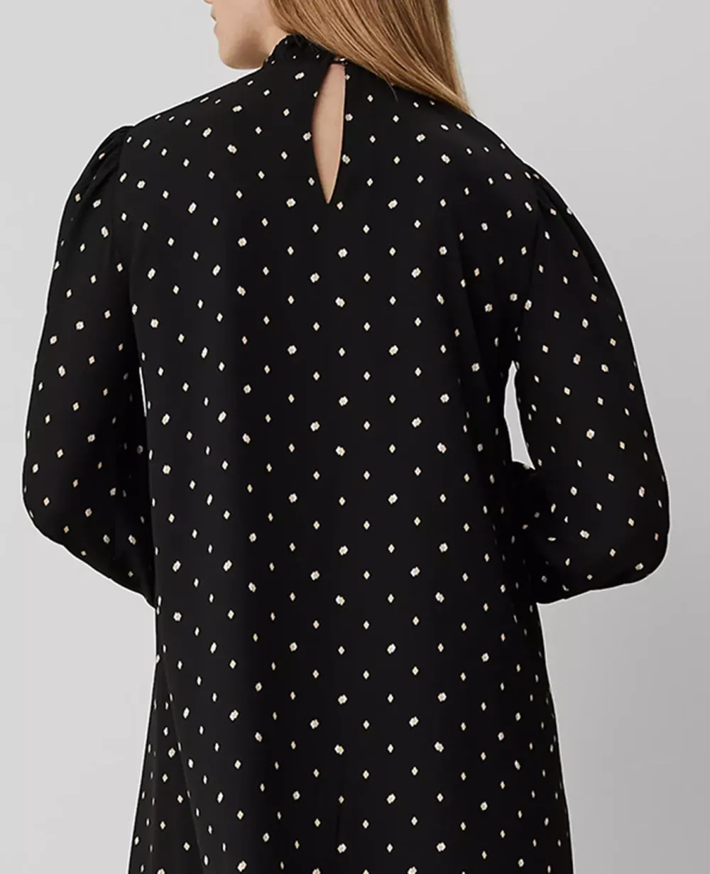 Diamond Shadows Mock Neck Shift Dress