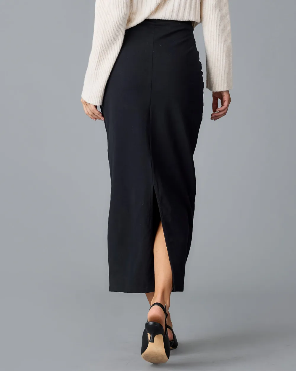 Black Knit Midi Skirt