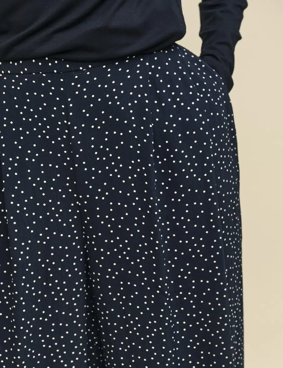 Black Spot Print Full Length Trouser