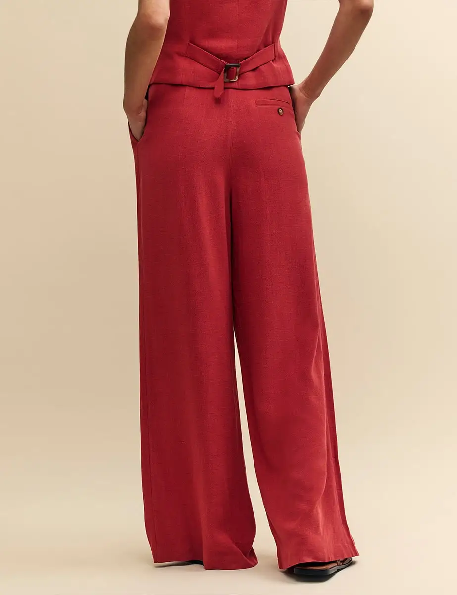 Linen Blend Relaxed Tailored Trousers