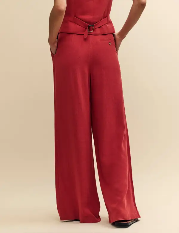 Linen Blend Relaxed Tailored Trousers