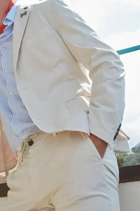 Men's Gray Cotton Linen Twill Elastic Waist Slim Fit Jogging Pants