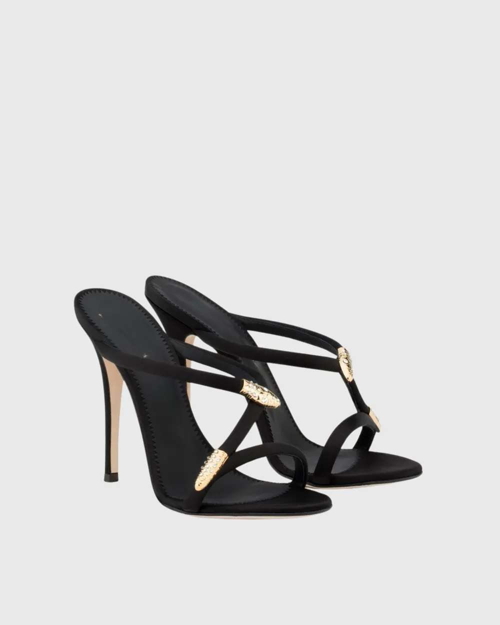 Rhinestone Snake Sandals in Black
