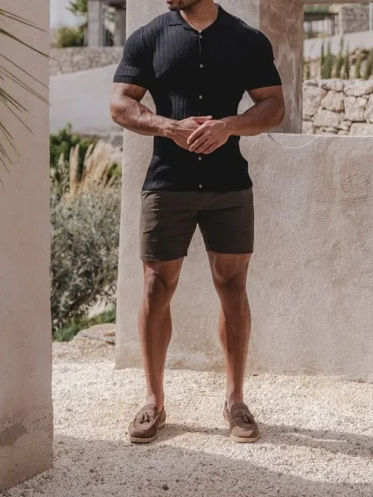 Black Cotton Soft Simple Polo Shirt