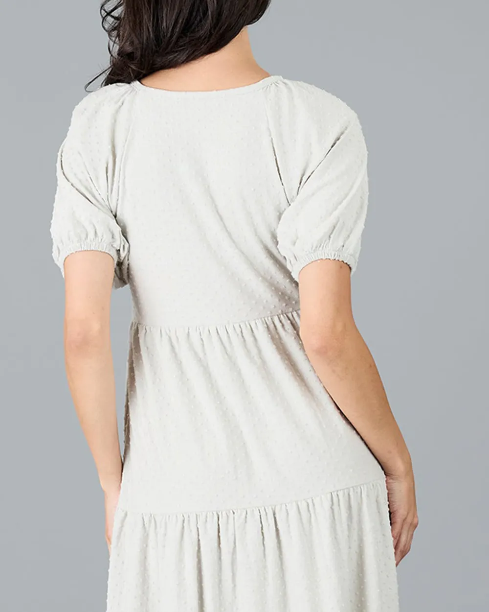 White Short Sleeves Midi Dress