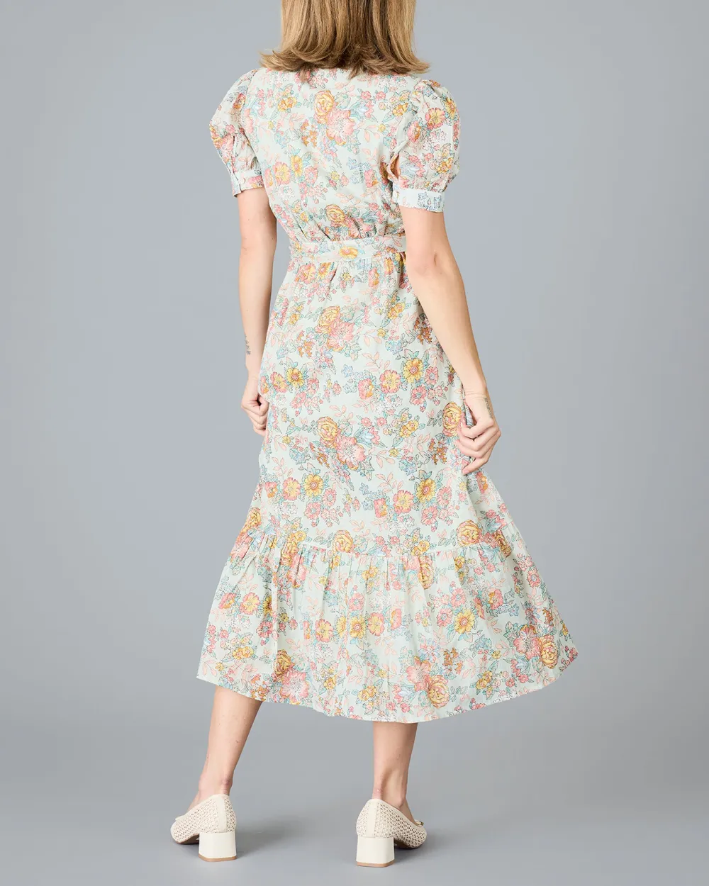 Pastel Floral Belted Dress