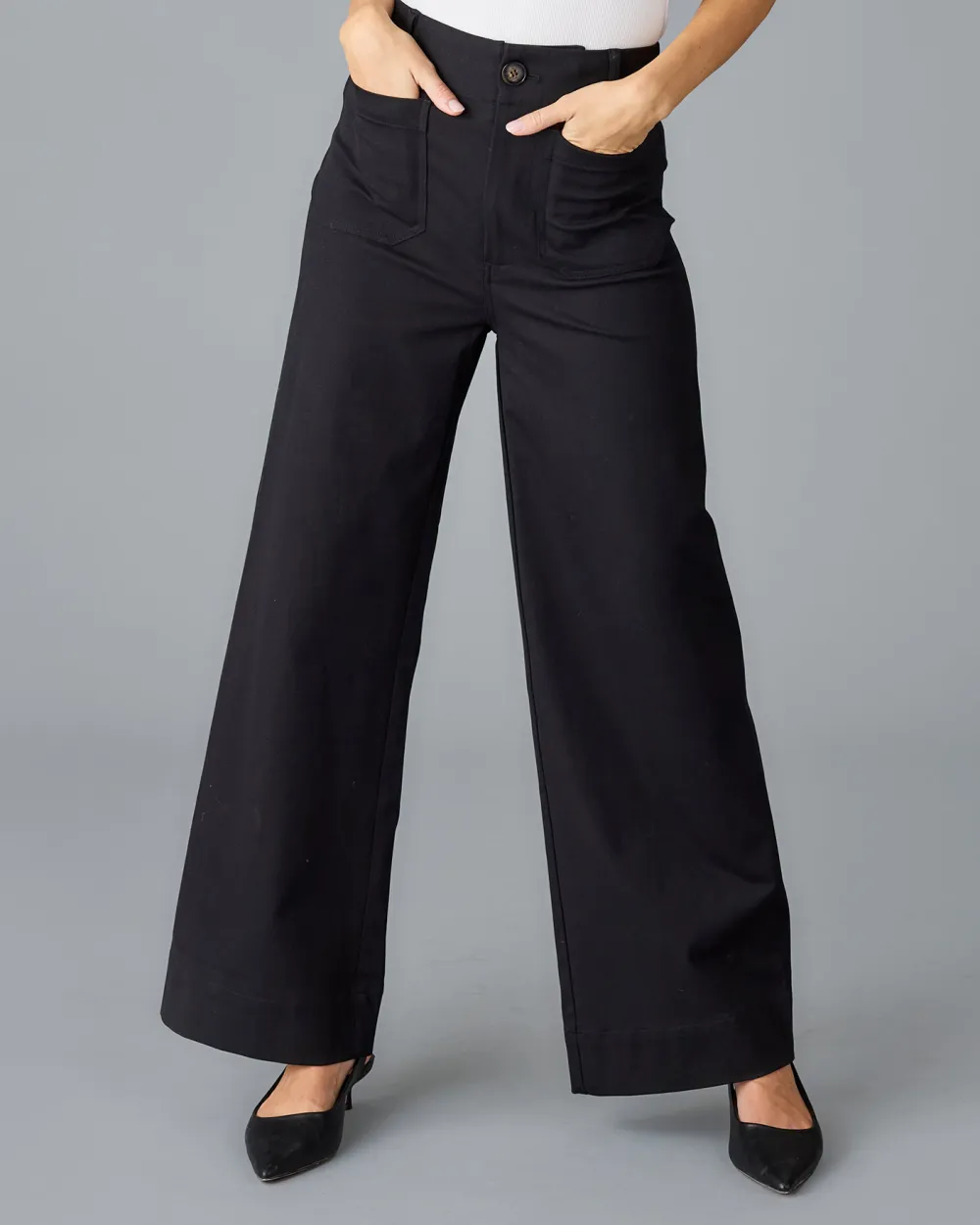 Black High Waisted Wide Leg Trouser