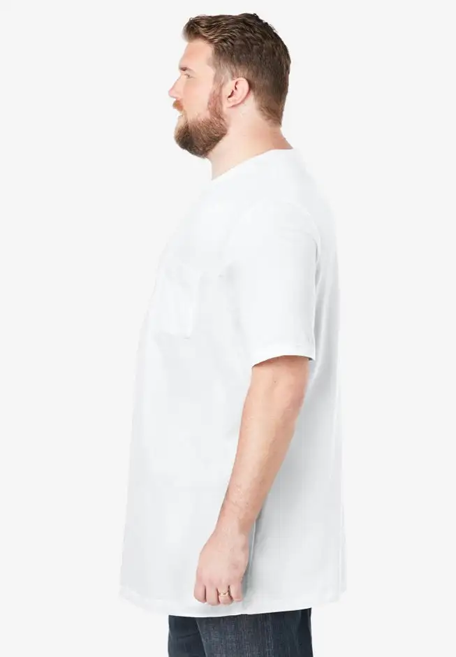 Shrink-Less Lightweight Longer-Length Crewneck Pocket T-Shirt