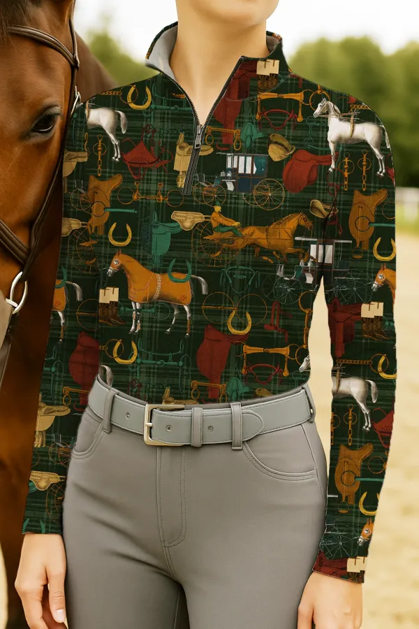 Women's Equestrian Equipments Print Long Sleeve Casual Shirt