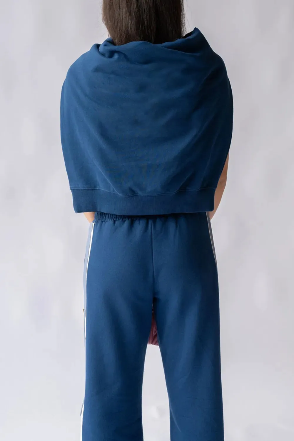 Dark Blue Classic Drawstring Breathable Loose Hoodie