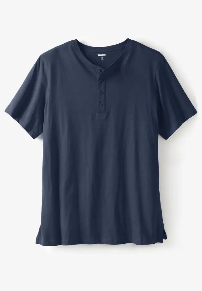 Shrink-Less Longer Length Lightweight Henley T-Shirt