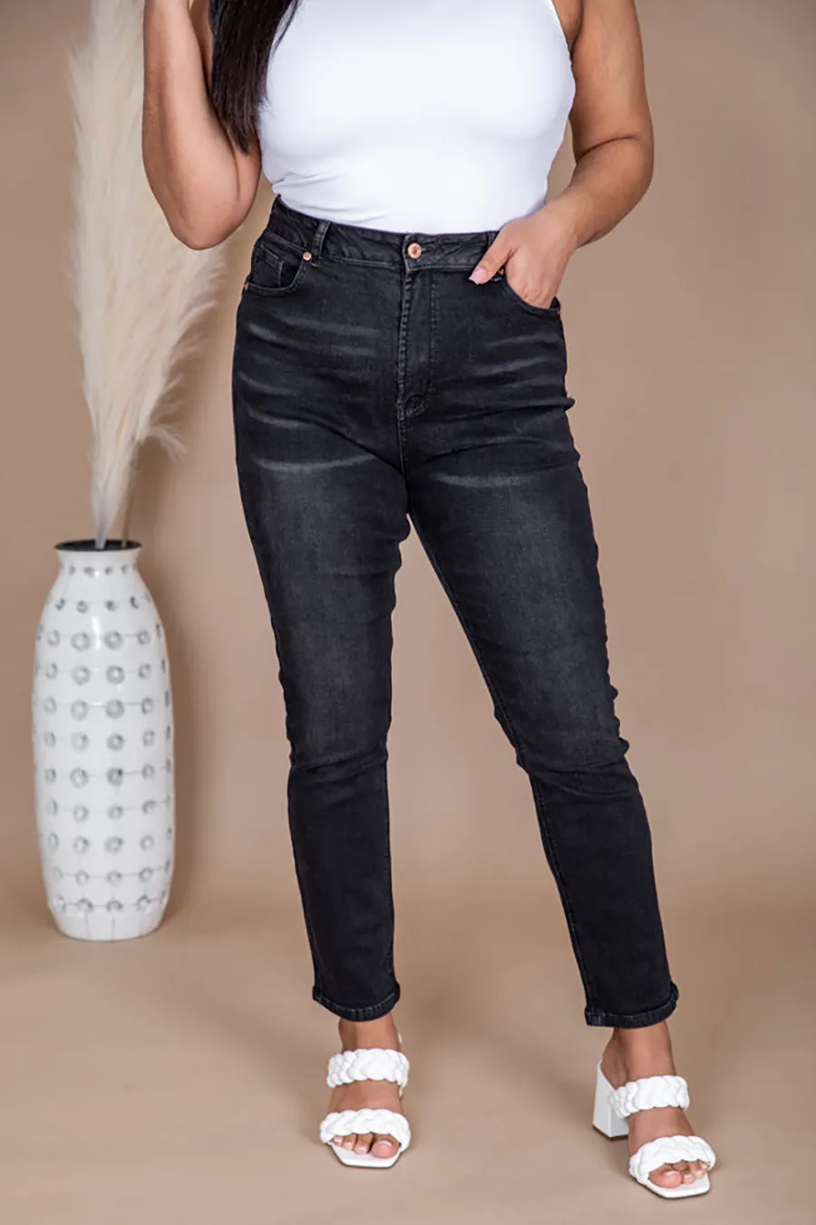 Black Vintage Straight Leg Jeans