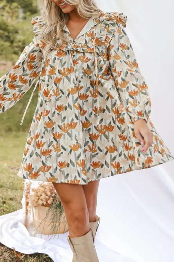 Delightful Crush Cream Floral Mini Dress