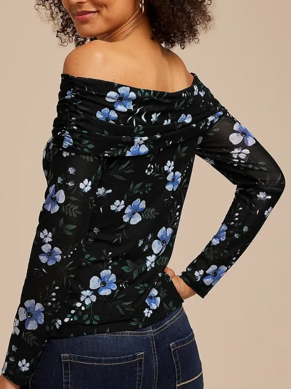 Ruched Floral Bodice Top
