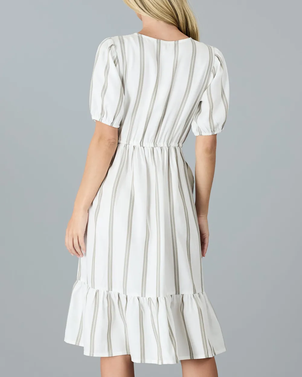 White Striped Midi Dress