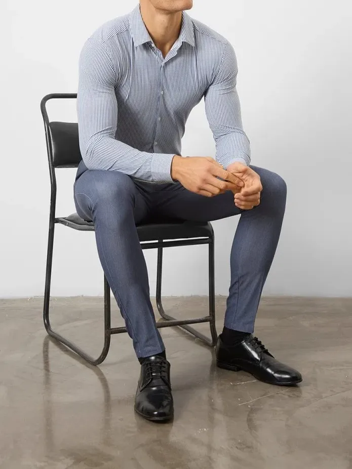 Navy Stretch Formal Comfortable Business Blouse