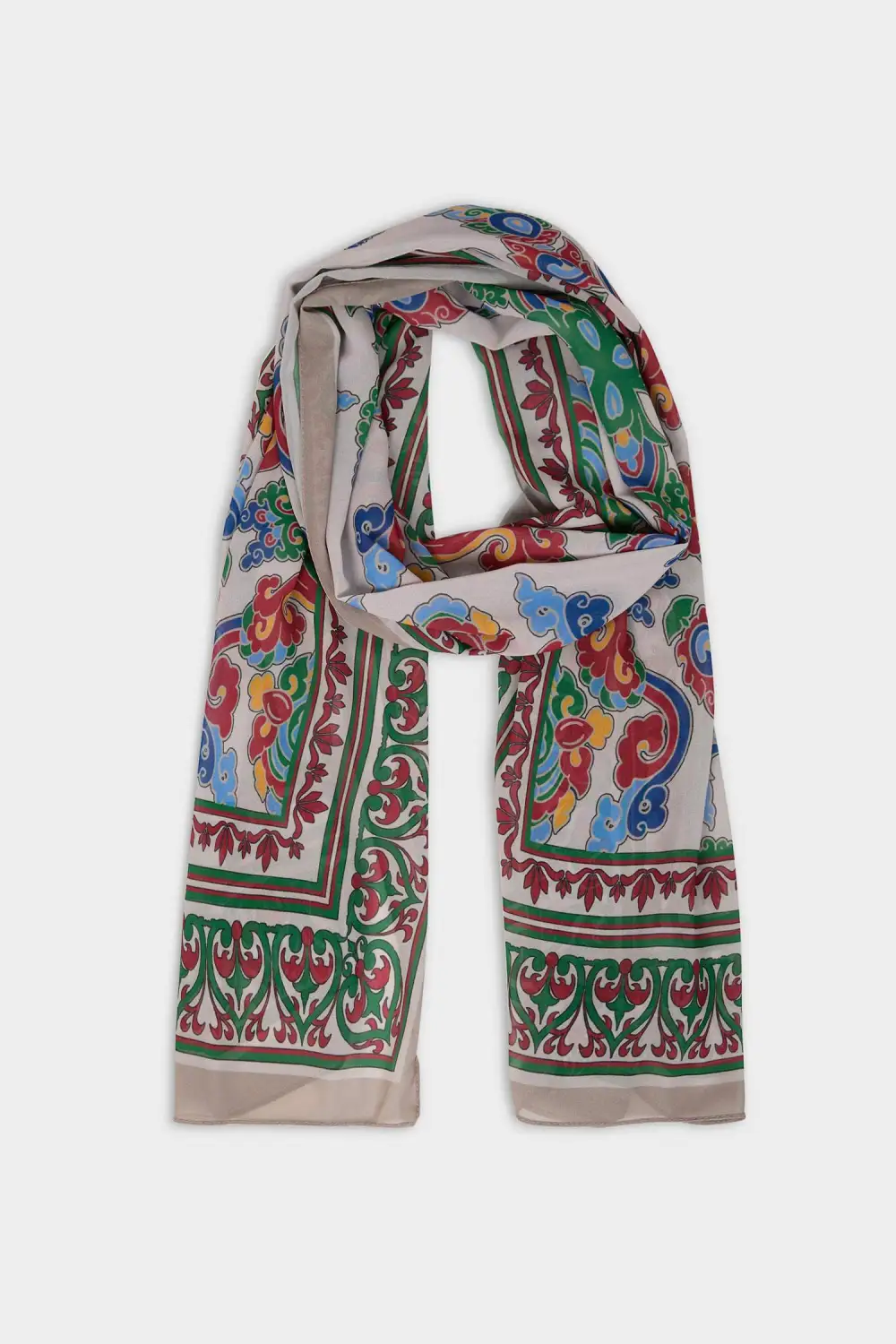 Retro Tribal Print Silk Scarf