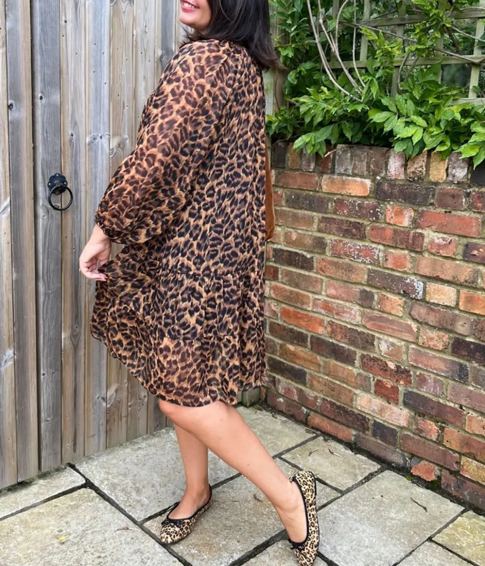 Leopard Print Tiered Dress