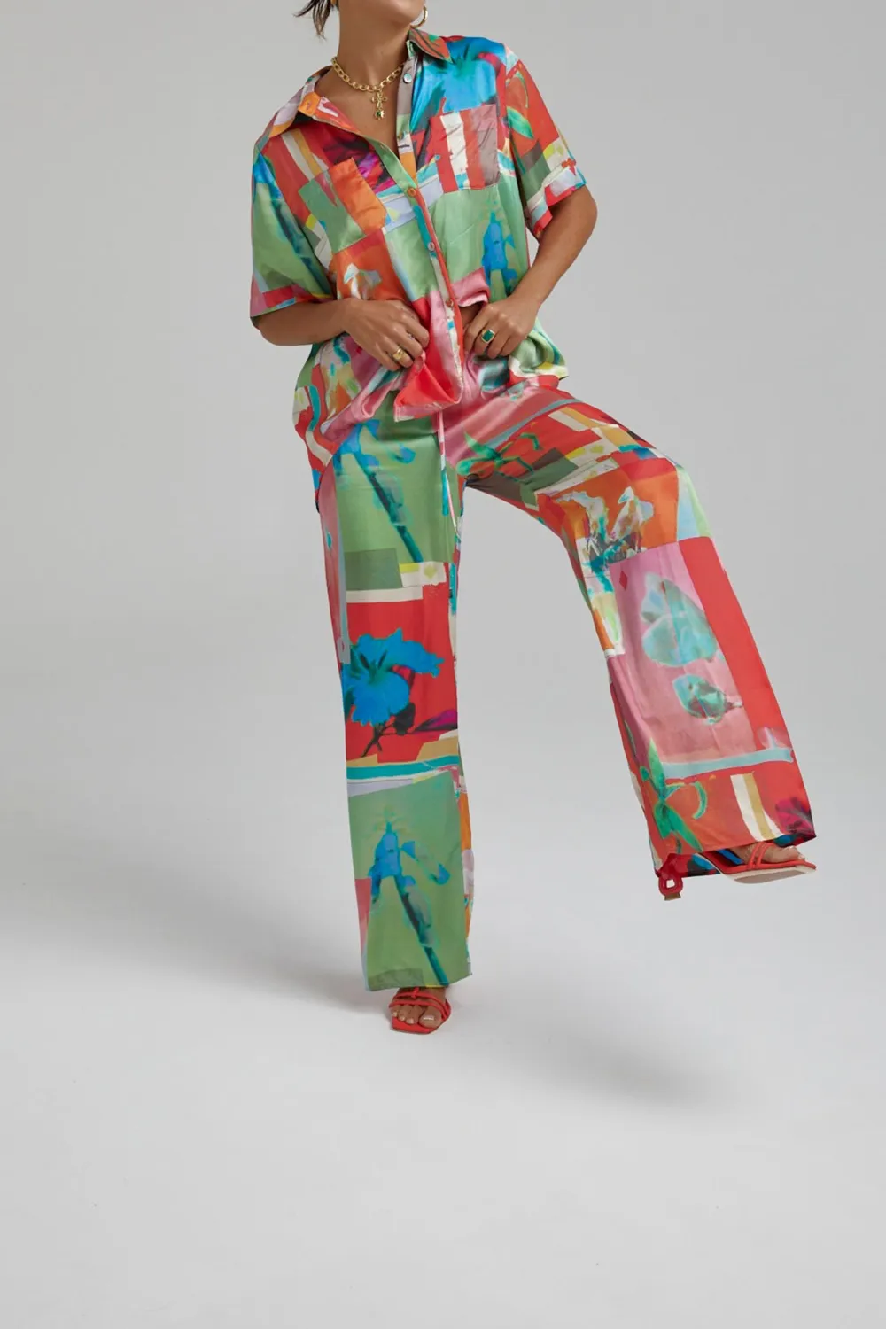 Unique Art Patchwork Pattern Straight  Pants