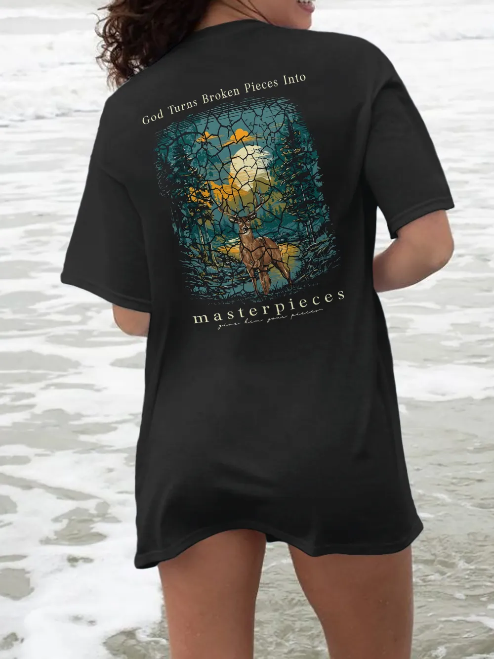 Beach Sunset Back Printed Tee