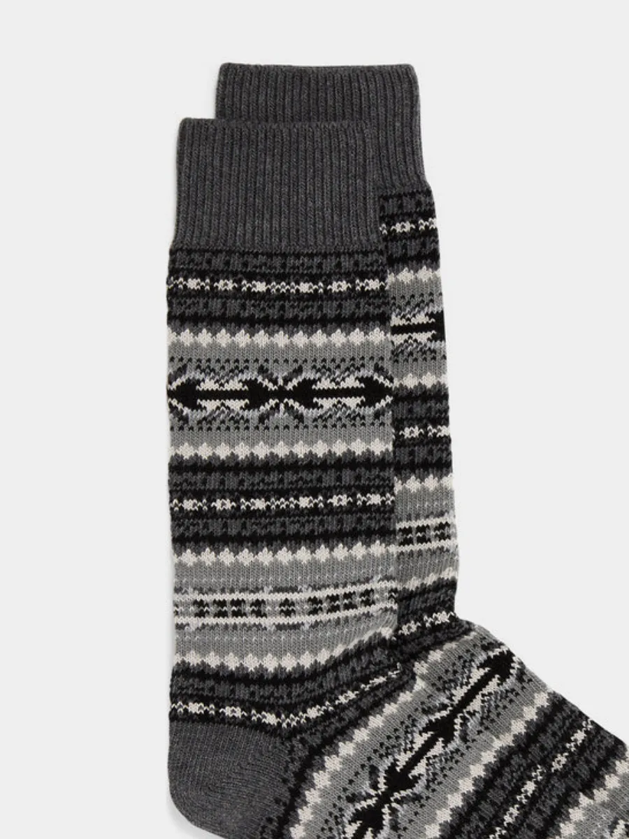 Vintage Patterned Crew Socks