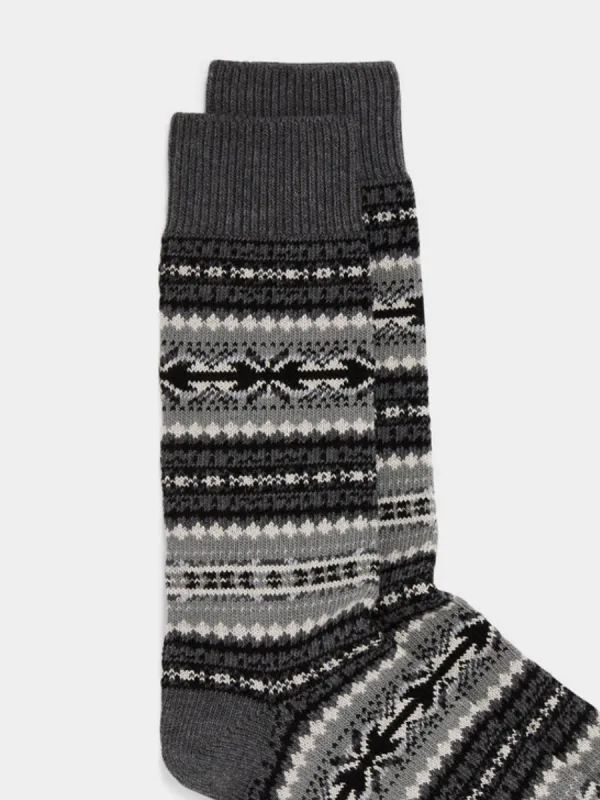 Vintage Patterned Crew Socks