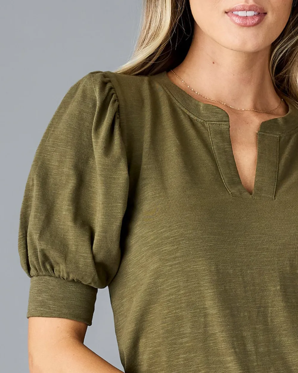 Fashionable Burnt Olive V Neck Blouse