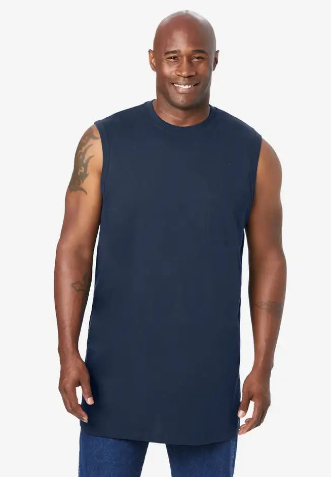 Shrink-Less Longer-Length Lightweight Muscle Pocket Tee
