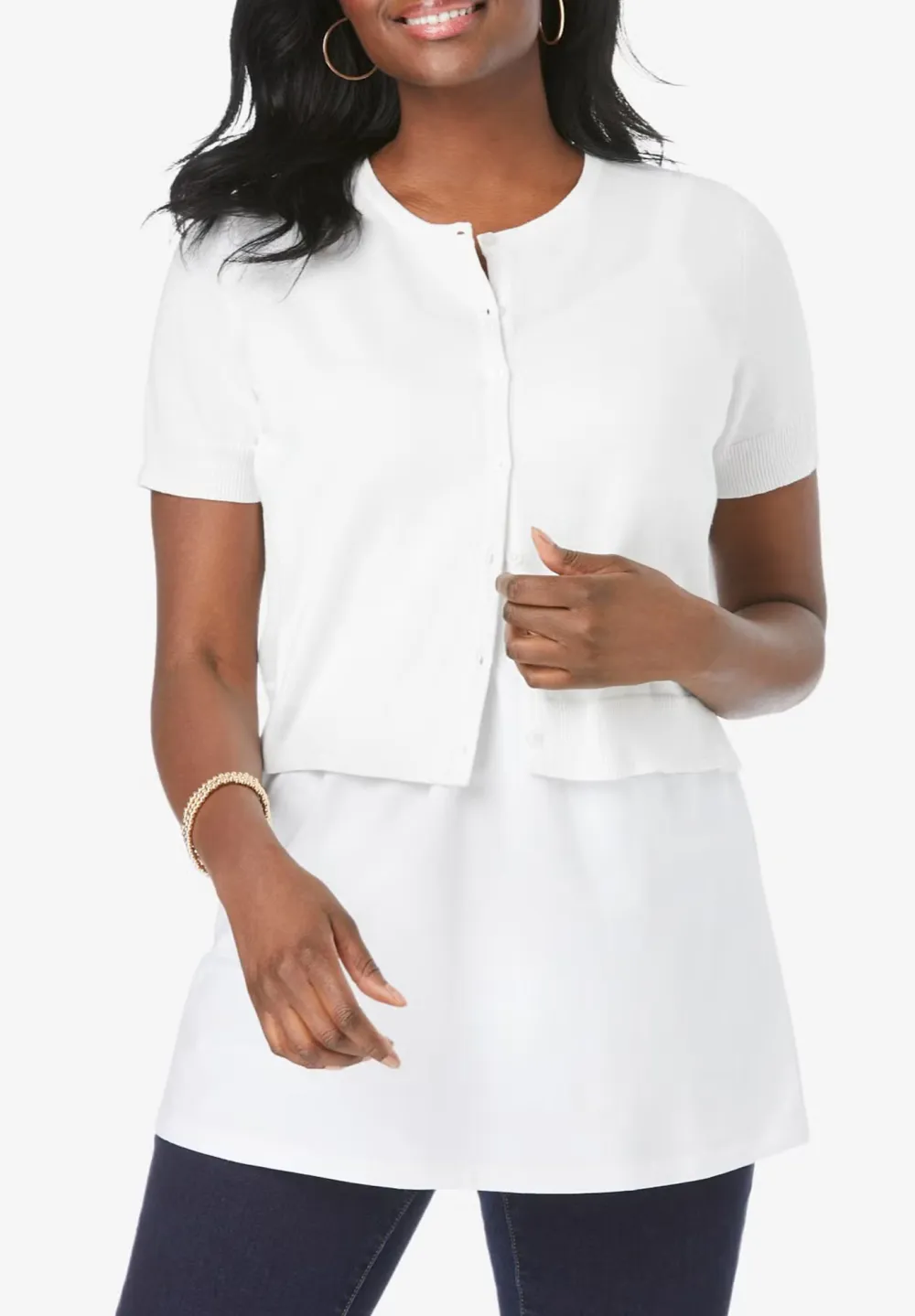 Solid Color Short Sleeved Cardigan