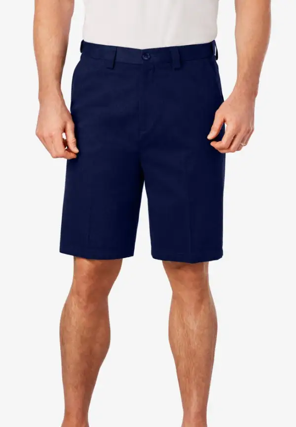 Wrinkle-Free Expandable Waist Plain Front Shorts