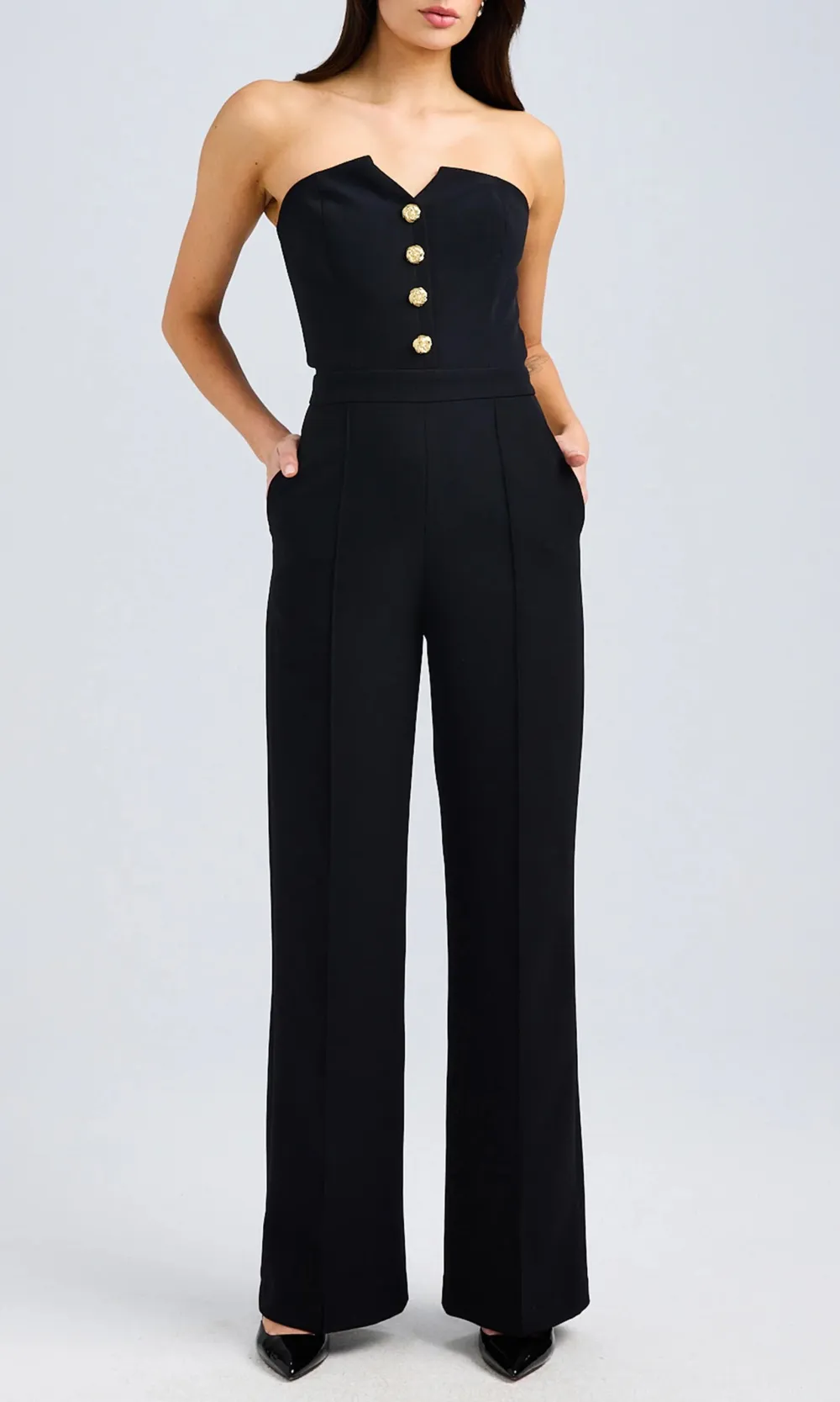 Black High-End Casual Tube Top Jumpsuit