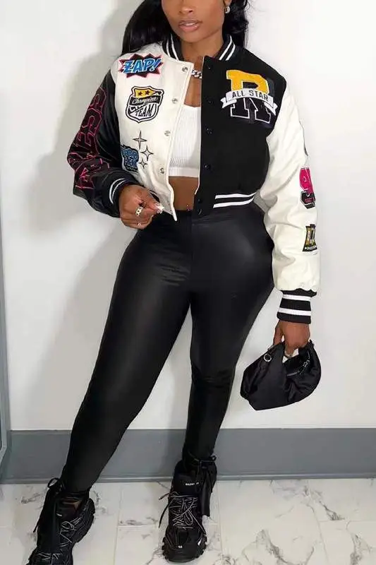 Apex Two-Tone Cropped Varsity Jacket