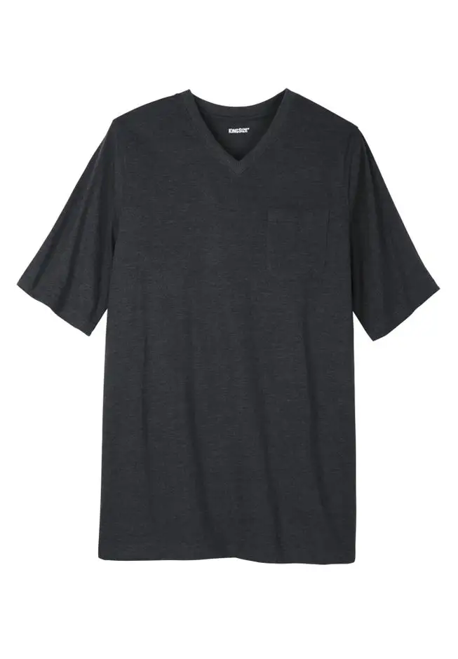Shrink-Less Lightweight Longer-Length V-neck T-shirt