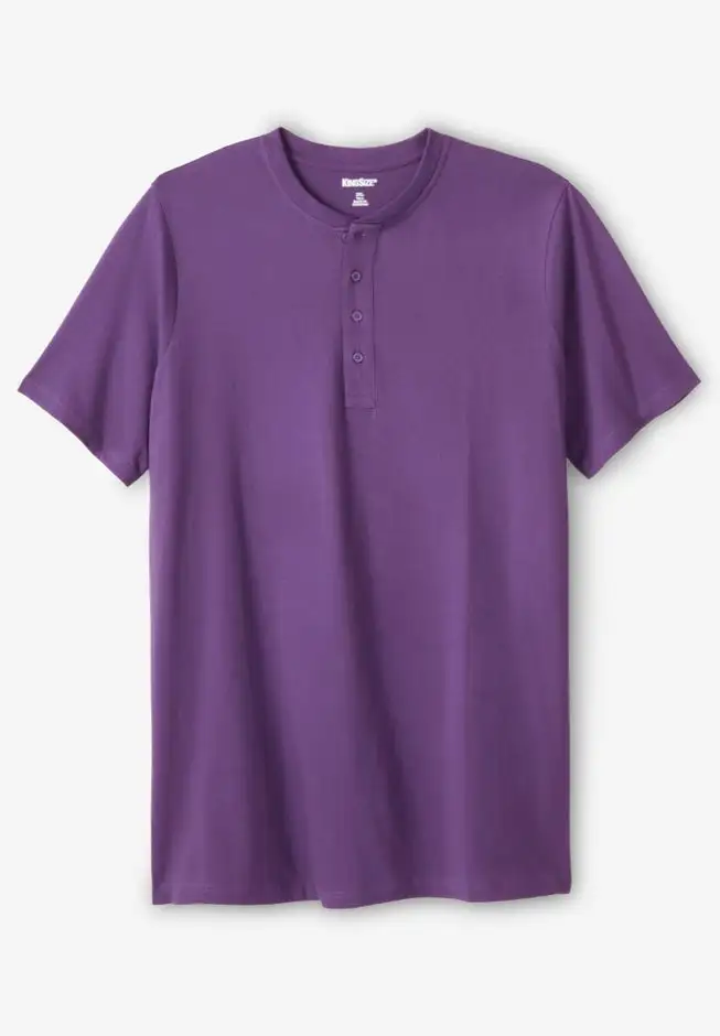 Shrink-Less Longer Length Lightweight Henley T-Shirt