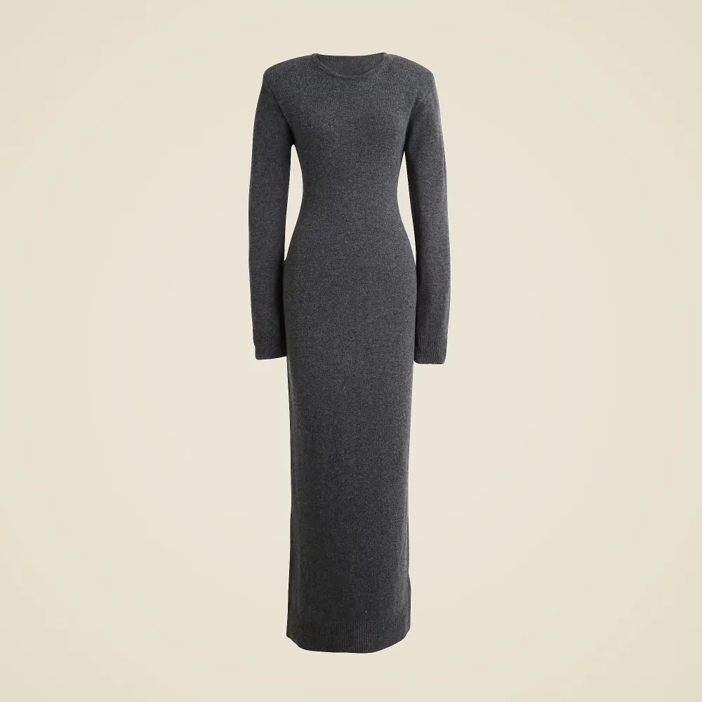 Crew Neck Long-Sleeve Vashmere Sweater-Dresses