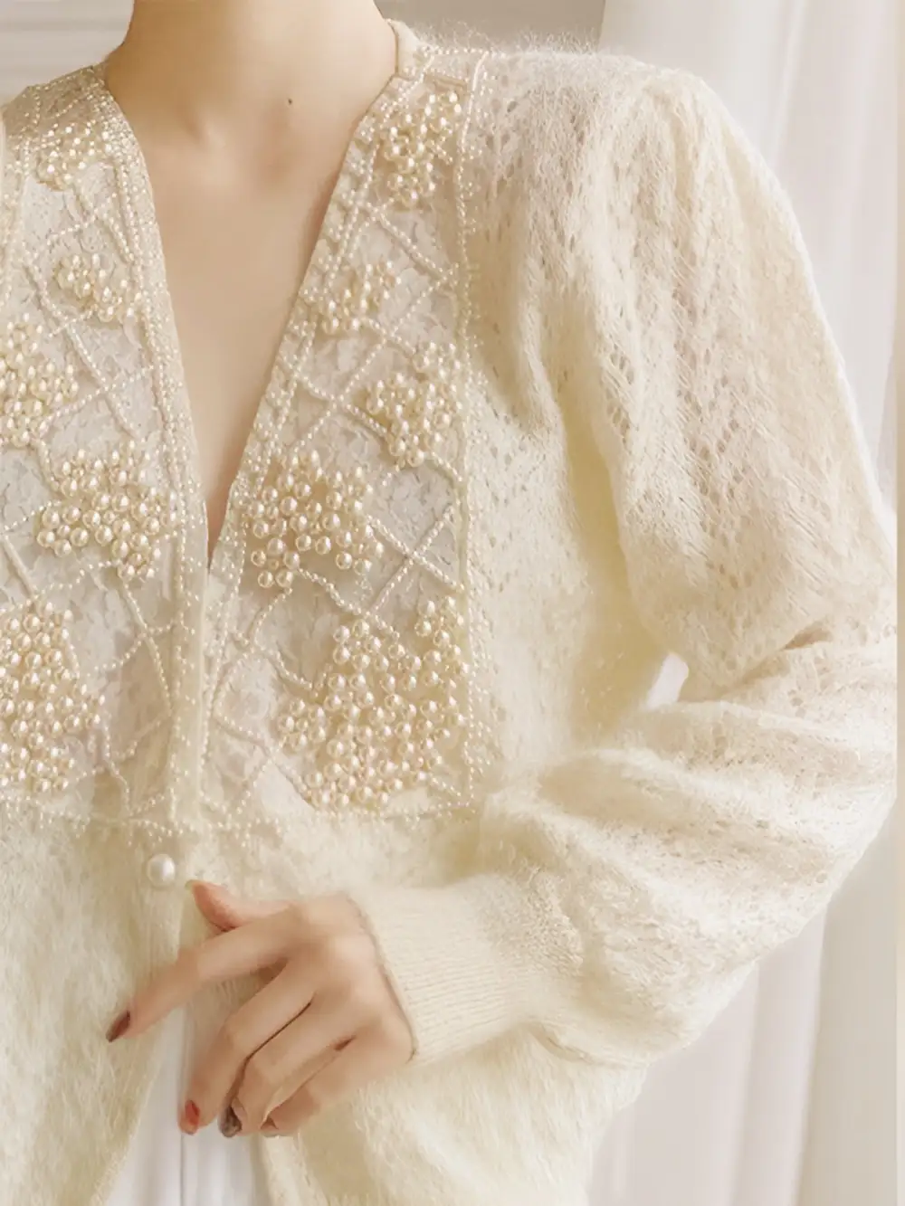 Romance Pearl Beaded Cardigan
