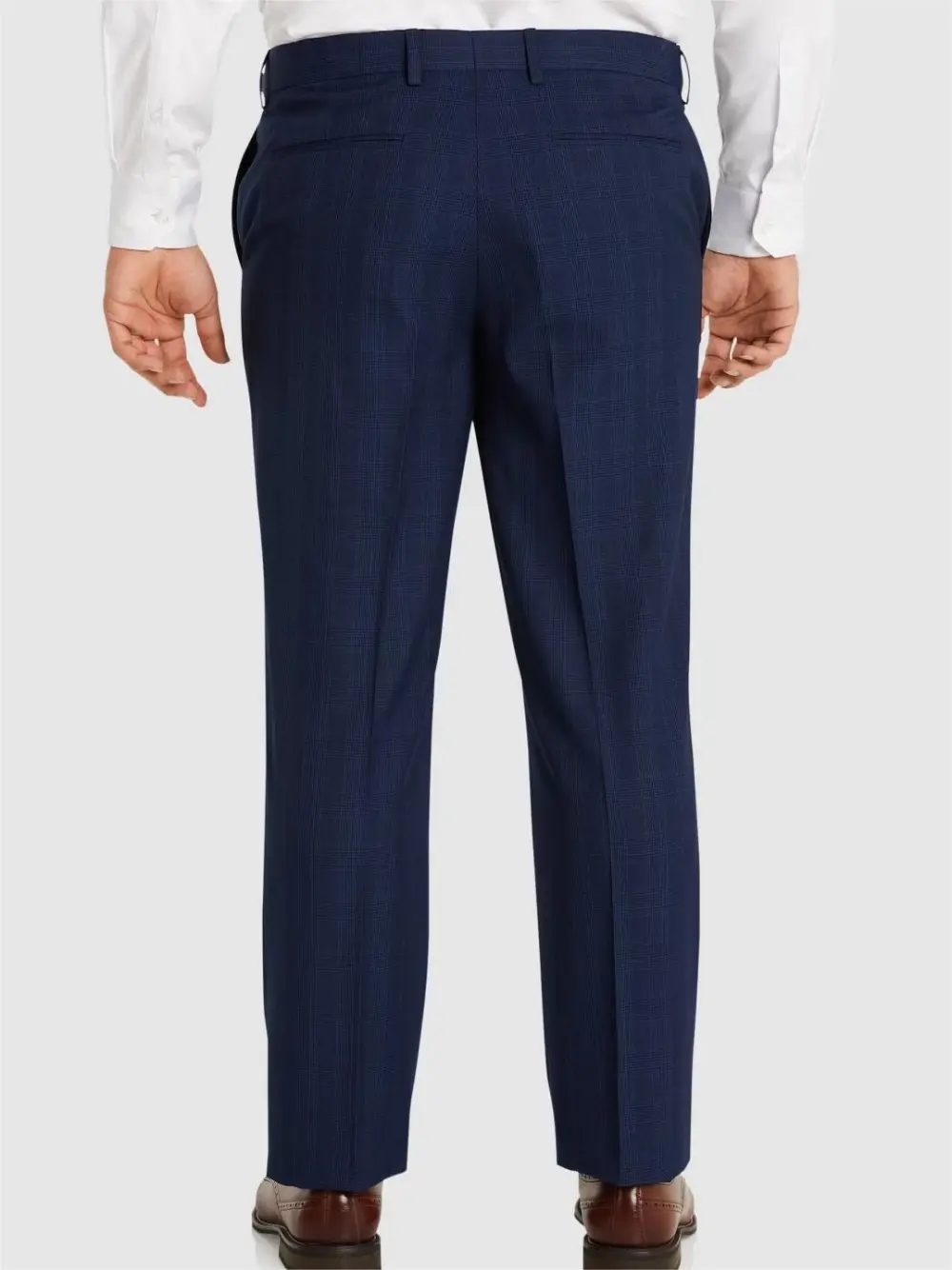 REGULAR FIT DARK BLUE POLYESTER TROUSERS