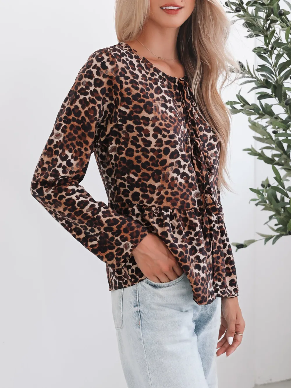 Brown Leopard Print Top