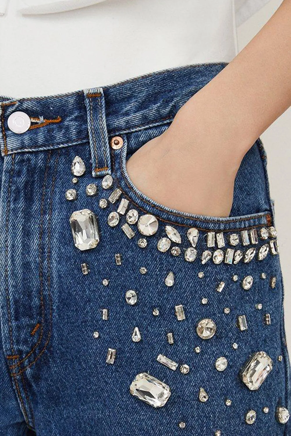 Hand Embellished Vintage Straight Leg Jean