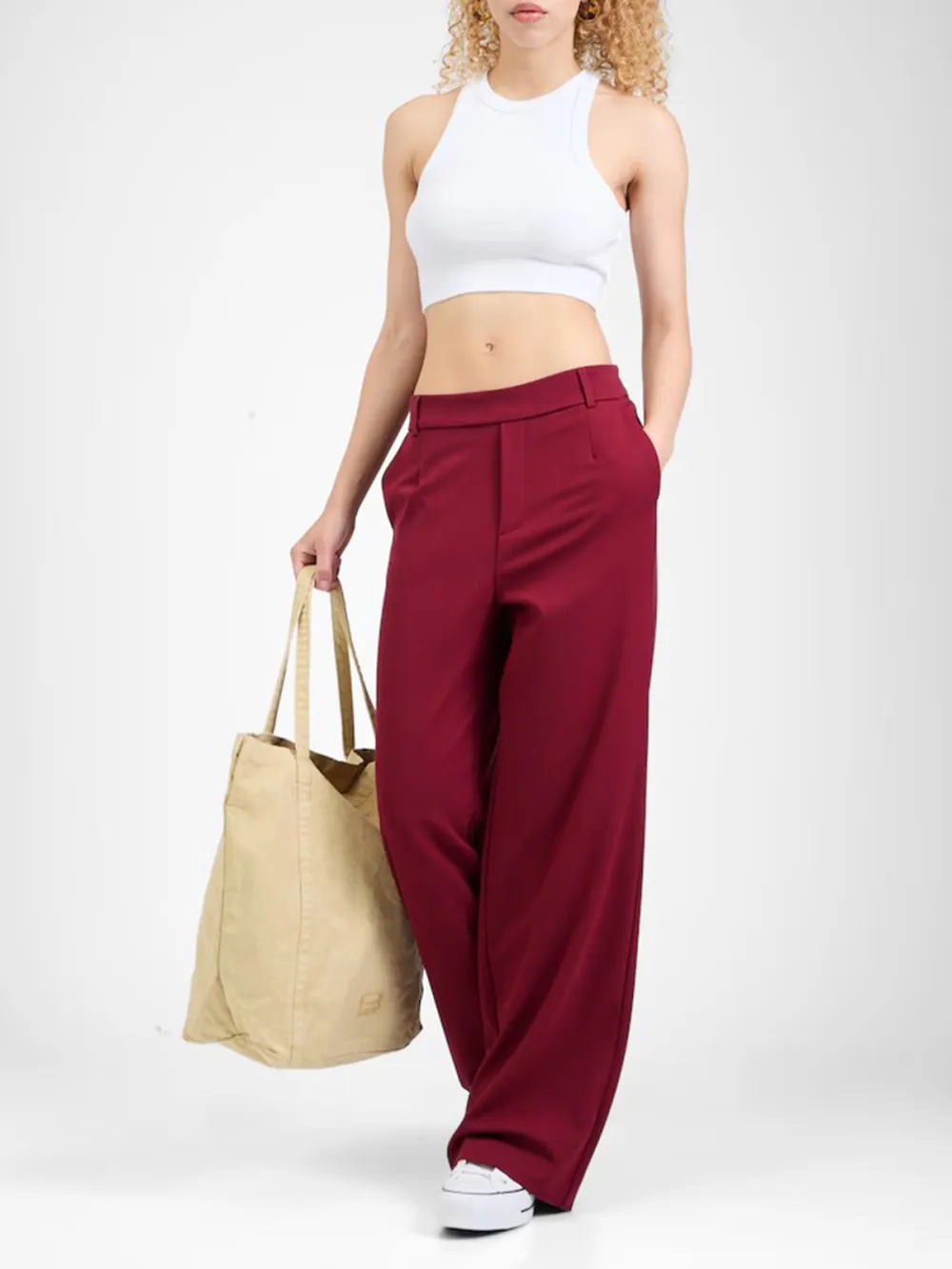 Wide Leg Pleat-Front Pants