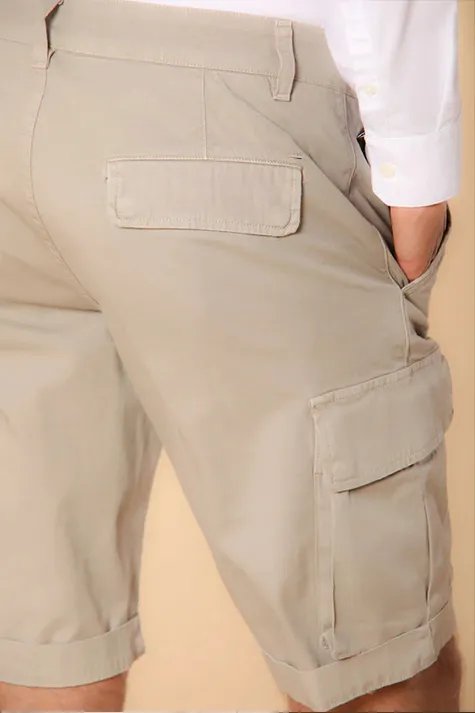 Light Beige Slim Fit Men'S Cotton Shorts