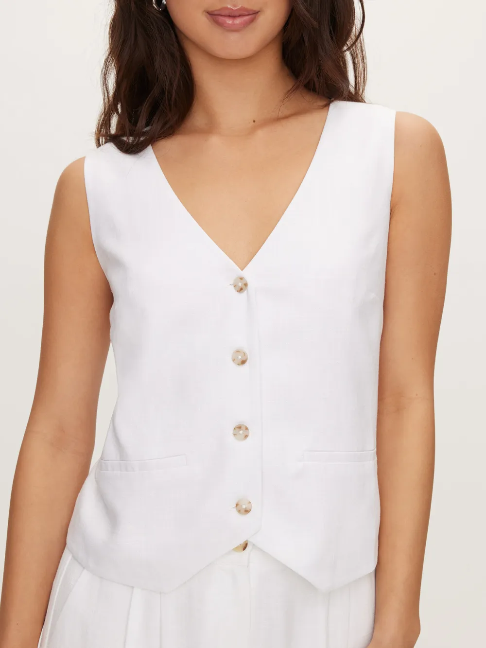 V-Neck Button Front Vest