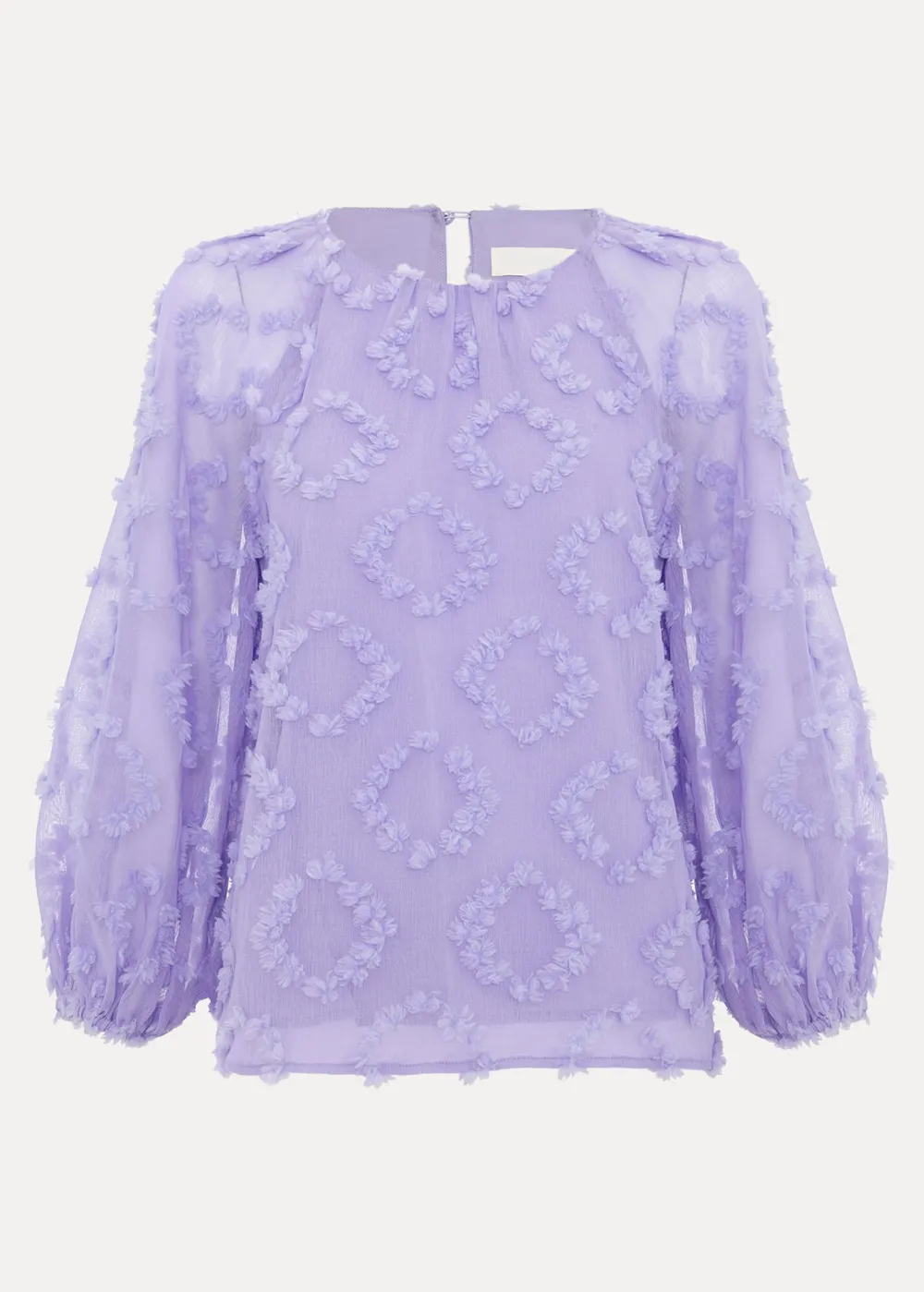 Women's Top With Lively Design And Semi-Sheer Sleeves