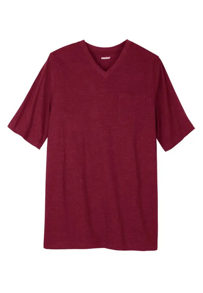 Shrink-Less Lightweight Longer-Length V-neck T-shirt