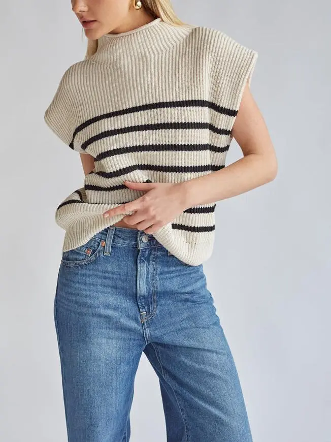 Amari Mock Neck Sleeveless Sweater Top